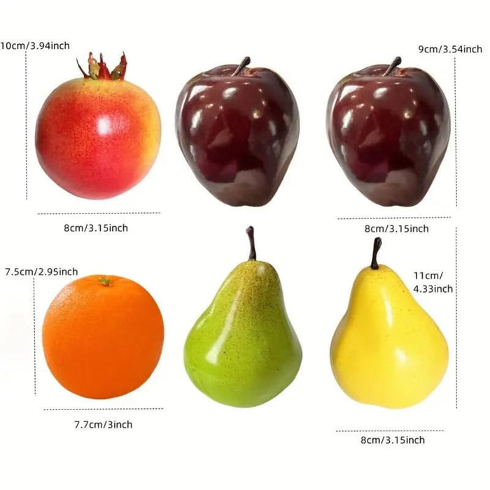 6-Piece Lifelike Artificial Fruit Set - Realistic Home & Kitchen Décor|Faux Fruits Set for Party Chirstmas Decortion,Fruit Modle for Photoshoot,Fake Apples,Pomegranate,Mixture Fruits