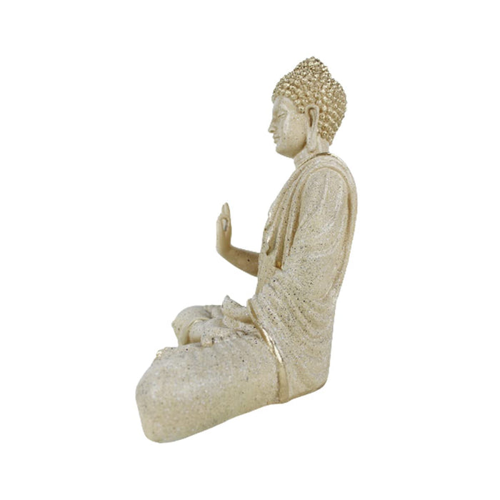 14 inches Ashirvad Avastha Buddha Resin Statue, (Beige) showpiece, Gift