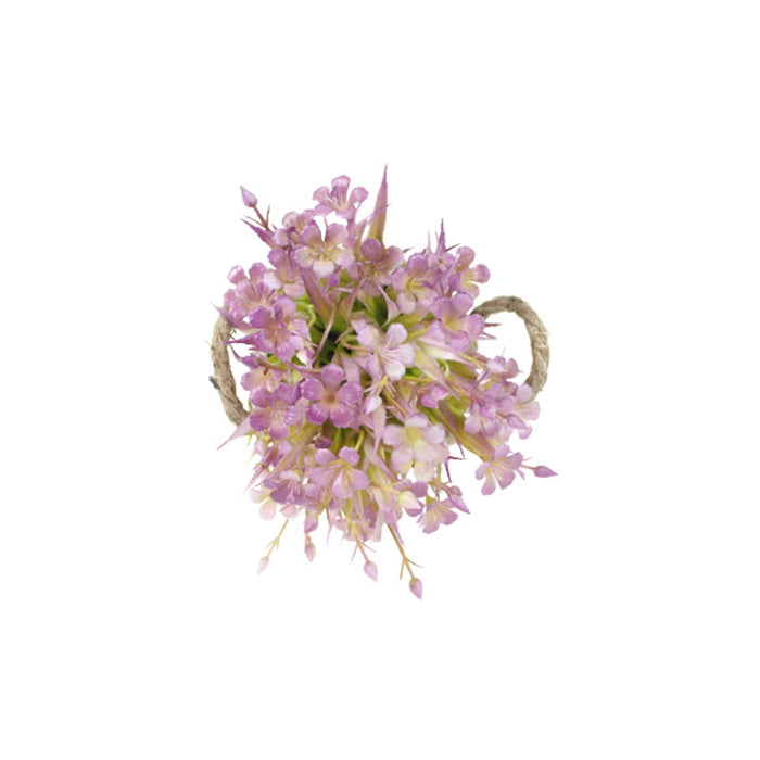 Metal Pot-Light Purple- with Artificial Plant Attached for Home Decor