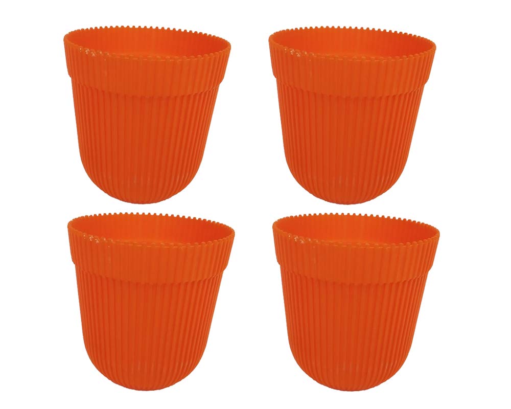 (Set of 4 Orange French Plastic Garden Pot