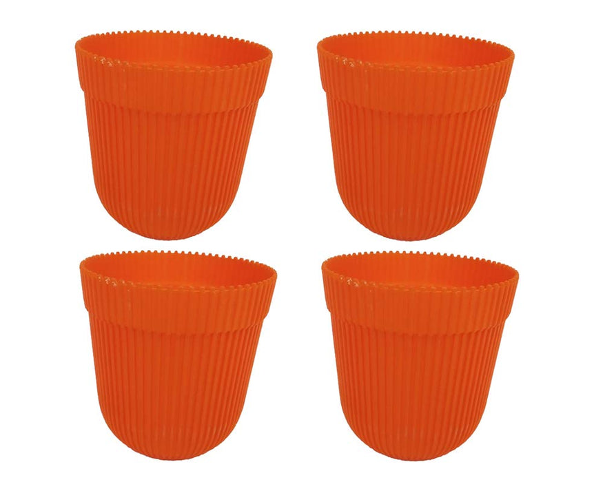 Wonderland (Set of 4 Orange Fresh Plastic Garden Pot