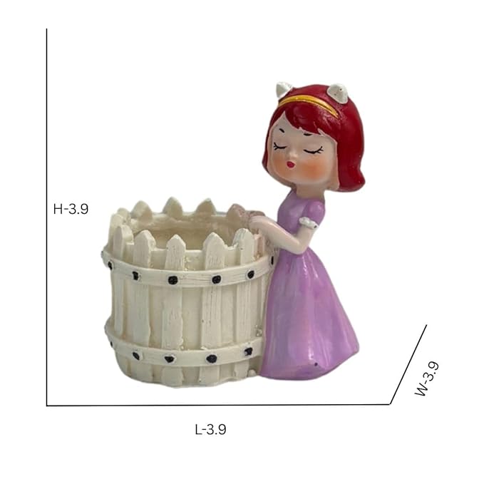 Wonderland Cute Girl Figurine Mini Planter / Succulent Pot with Picket Fence Design