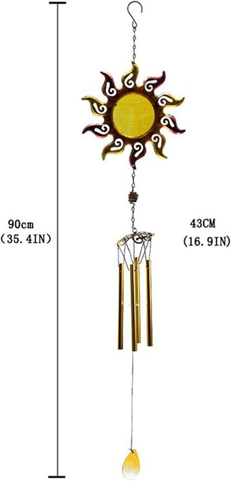 Wonderland Gorgeous Yellow Sun Design Metal Wind Chime for Balcony & Garden| Colourful Wall Hanging Décor