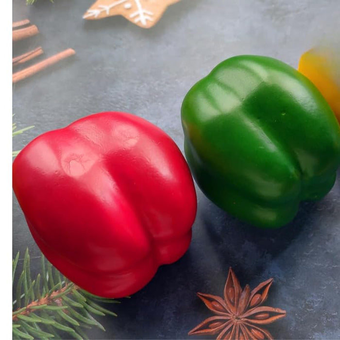 6-Piece Artificial Bell Pepper/ Capsicum  Set – Realistic Red and Green Faux Vegetables for Home Decor, Photography Props, and Kitchen Displays