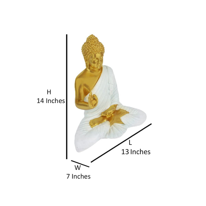 14 inches Ashirvad Avastha Buddha Resin Statue, (Beige) showpiece, Gift