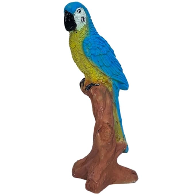 Wonderland Realistic Macaw on Branch Statue - Colorful Resin Bird Ornament