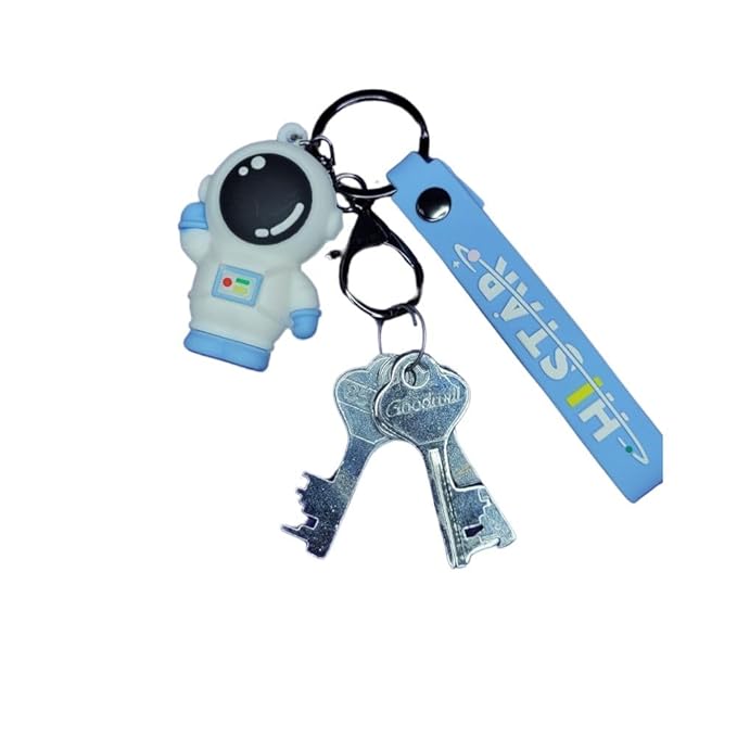 Wonderland Waving Astronaut [Blue]Kechains, Cartoon Style Keychain & Bag Charms Fun & Functional Accessories for Bags and Keys