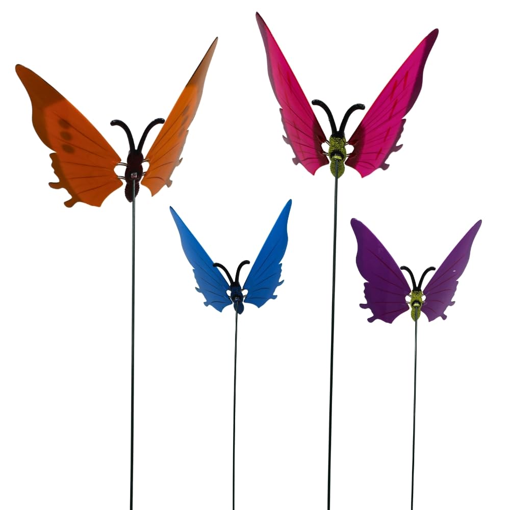 (Set of 4) Big Butterfly Sticks for Plant, Garden and Balcony décor