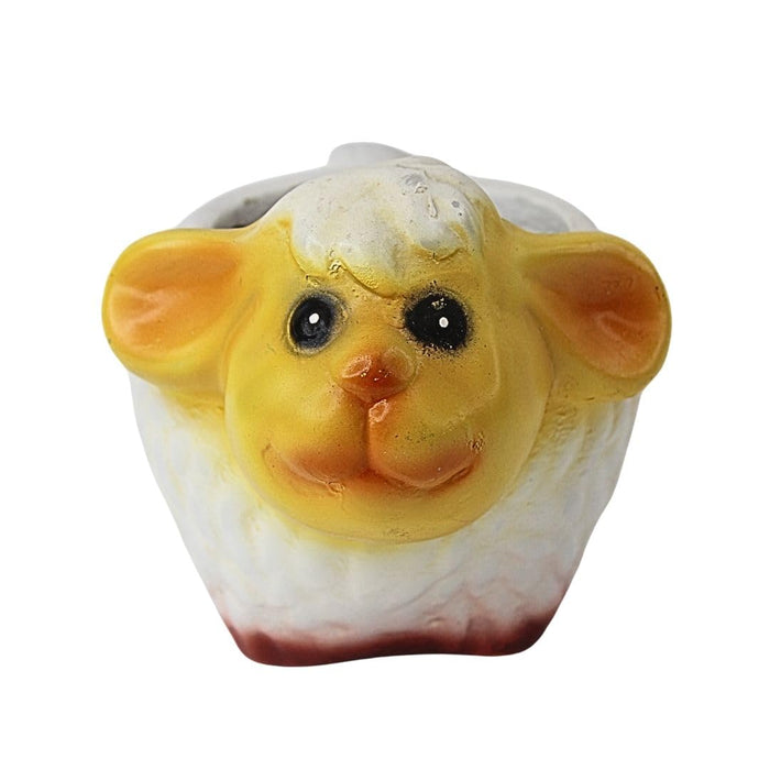 Cute Yellow Fluffy Sheep Resin Planter Pot