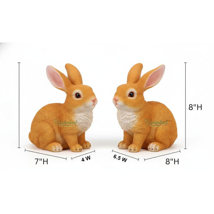 7 Inch Brown Rabbit Set of 2 for Garden Décor|Outdoor Décor for Garden, Yard, Lawn, Patio| Gifting Purpose| Balcony Decoration