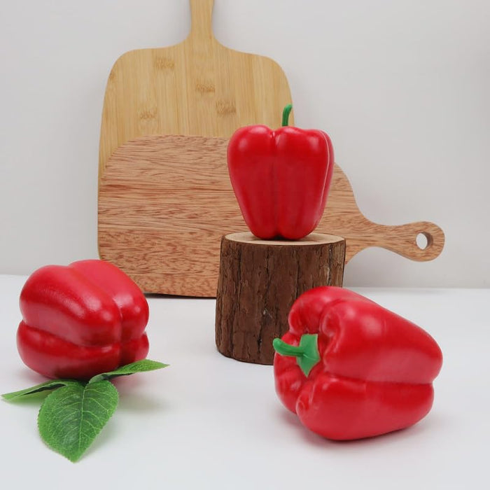 6-Piece Artificial Red Bell Peppers/ Capscium- Realistic Lifelike Fake Vegetable Props for Home Kitchen Decor, Photography, and Display