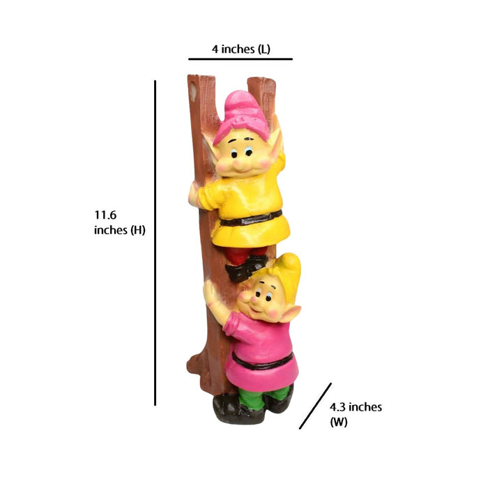 Resin Funny 2 Gnomes on Ladder Santa Idol, Standard