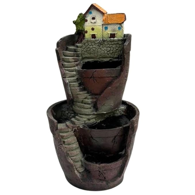 Rustic Village Multi-Level Polyresin Succulent Planter | Unique Landscape Pot for Indoor Home Decor
