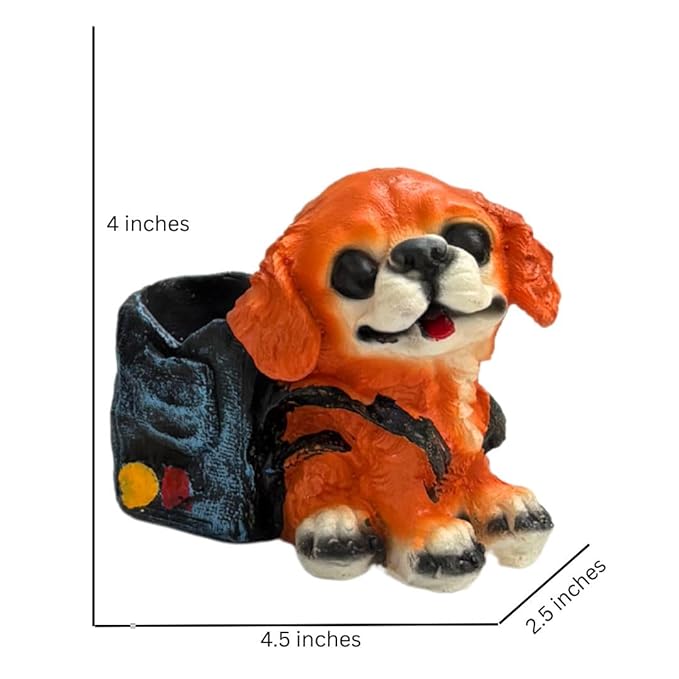 Wonderland set of 3 Dog Planter / Desk Organizer with Backpack - Cute Resin Puppy Decor