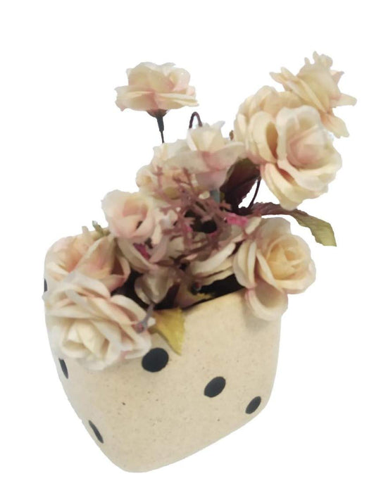 Wonderland Ceramic Flower Pots Planter in Dice Design, Indoor, Table Top Planter, Container, Gamla, Stoneware (Pack of 1)