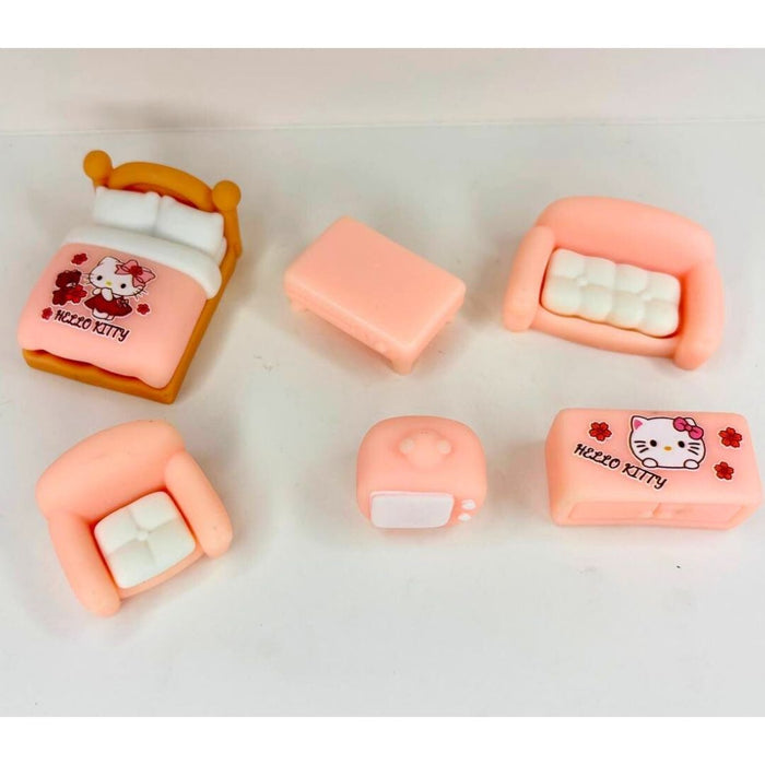 Wonderland set of 6 Miniature Furniture Set - Pink Dollhouse Accessories and Collectibles