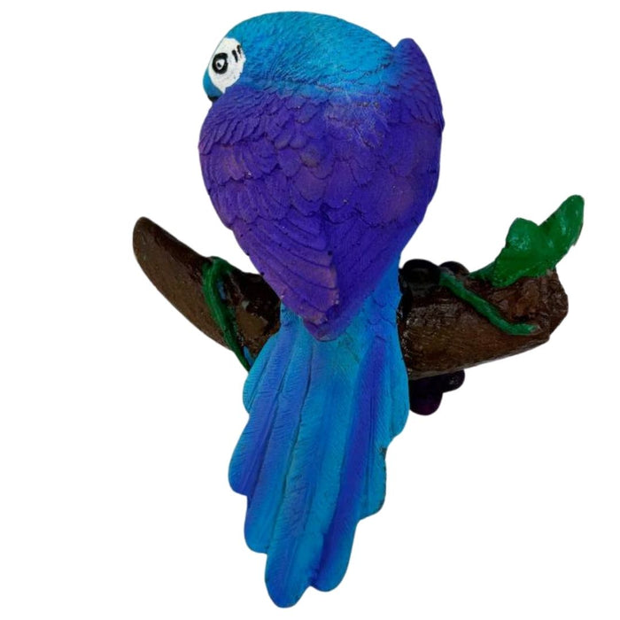 Wonderland Blue Macaw Parrot on Branch Wall Hanging Decor