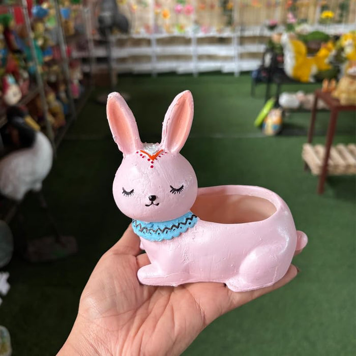 Wonderland 4.7 inch Hand-Painted Pink Bunny Ceramic Succulent Planter – Decorative Boho Rabbit Flower Pot for Indoor Plants, Home Office, and Nursery Decor4.7x2.3x4.7 inch(Plant Not iNcluded)