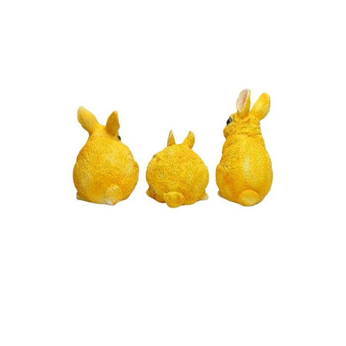 ( Set of 3) 4 inches Three Rabbit combination set- White & Brown
