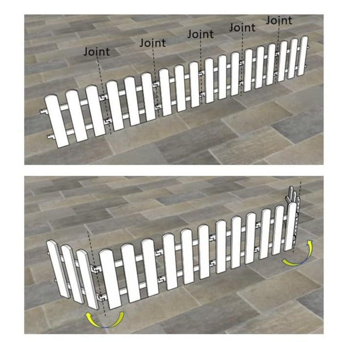 1 Foot Tall Garden Fence/Picket Fence (without Spike) Solid WPC Material - White (6 Panels)