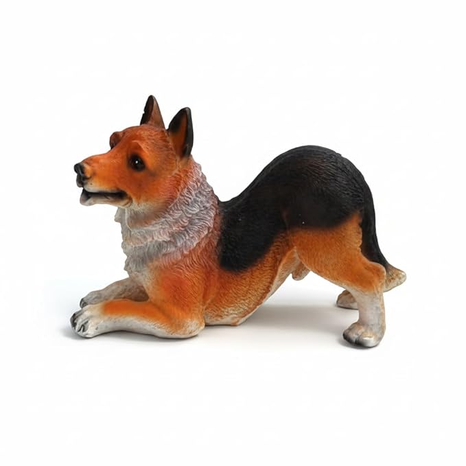Wonderland Realistic   Dog Figurine - Playful Stretch Pose Garden/Home Decor Statue |Lifelike Dog Statue - Playful Stretch Pose Figurine for Home or Garden Décor