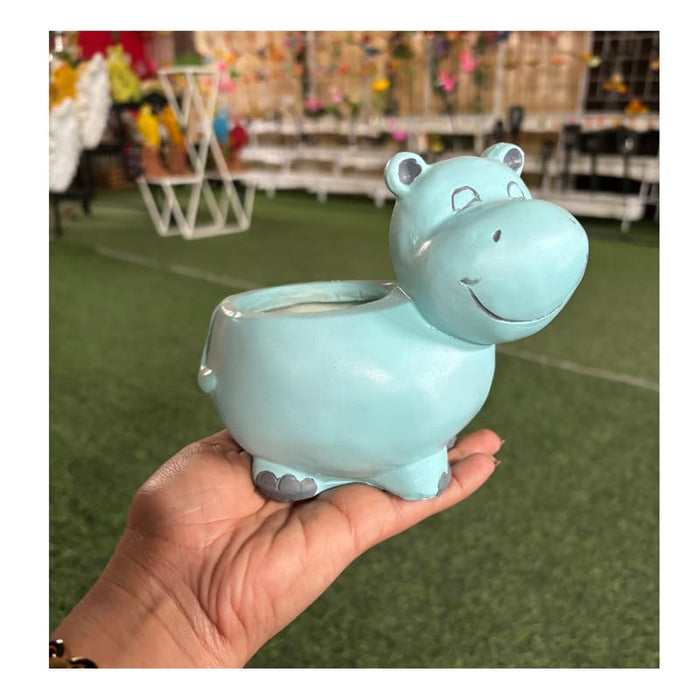 Wonderland 5 inch Adorable Hippo Ceramic Succulent Planter – Mint Blue Animal Flower Pot for Indoor Plants, Cactus, and Office Décor-5.5x2.5x5inch(Plant Not Included)