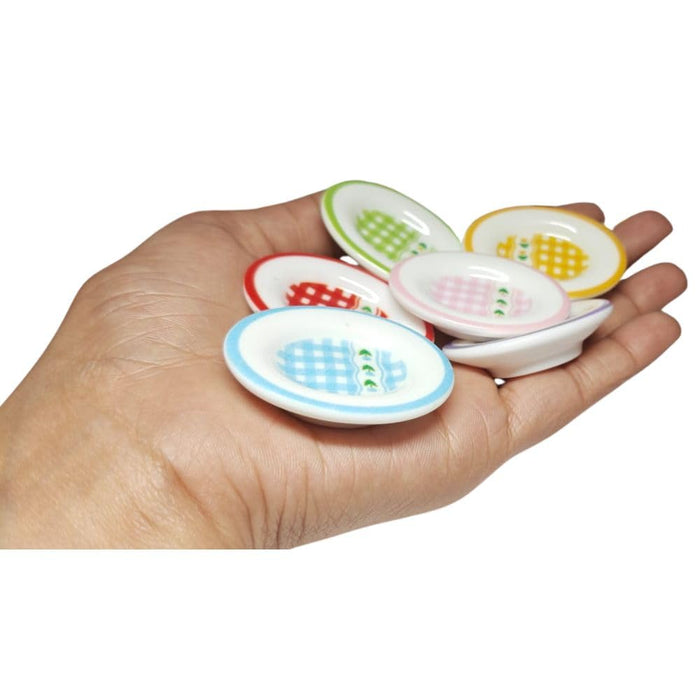 Wonderland (Set of 6) Miniature Plate Dish (Multicoloured)-Toys & Hobbies-