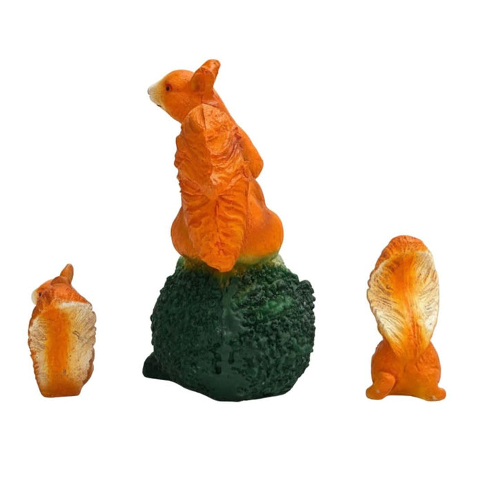 Wonderland Adorable Set of 3 Resin Squirrel Figures Holding Acorns - Garden & Home Decor