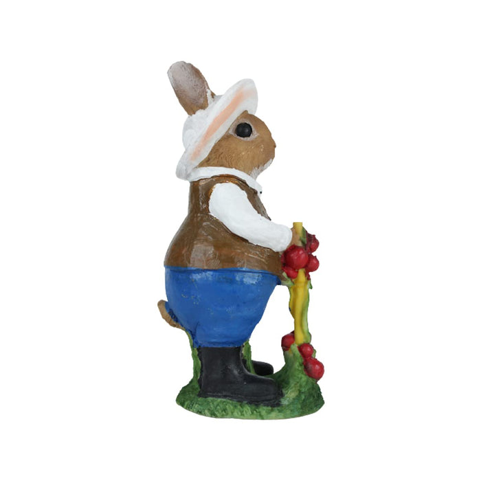 Charming Gardener Rabbit Figurine with Harvest – Decorative Bunny Statue