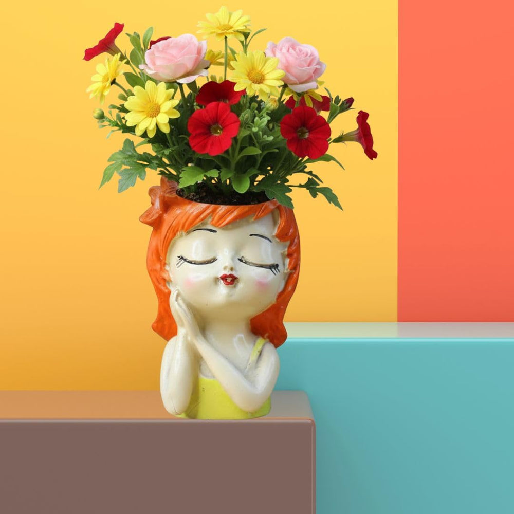 Resin Succulent Planter in Girl