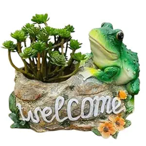Wonderland Cute Green Frog Welcome Sign Planter / Succulent Pot for Garden & Patio
