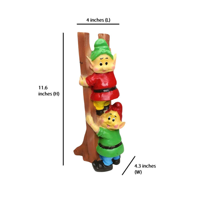 Resin Funny 2 Gnomes on Ladder Santa Idol, Standard