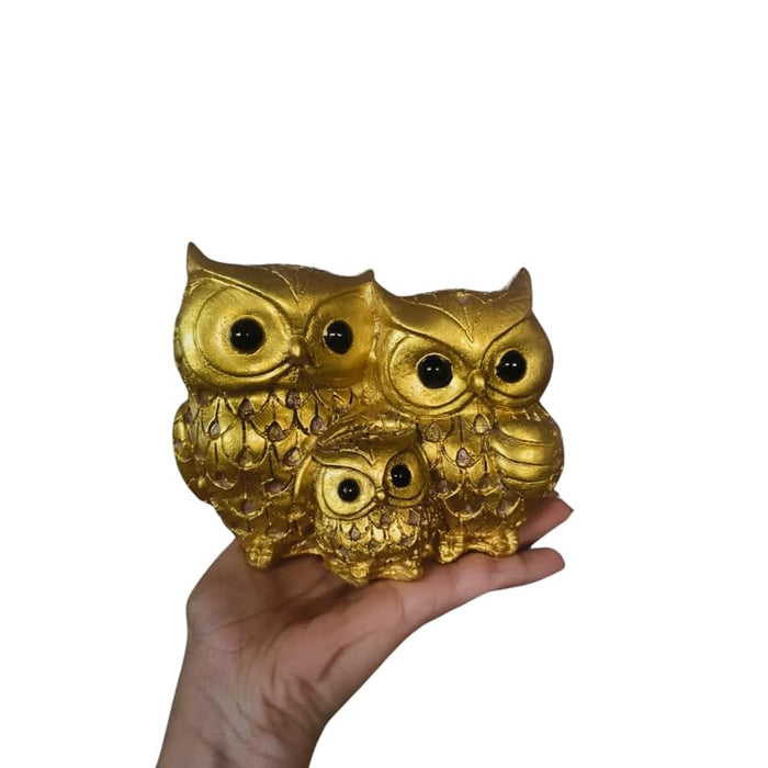 Elegant Golden Owl Family Trio – Set of 3
