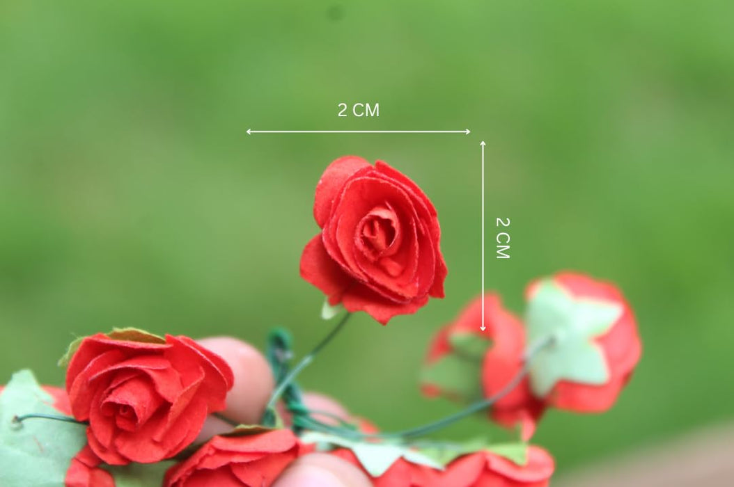 Artificial Flower with Flexible Wire Stem | Lightweight Foam Flower Decoration | 144 Pc (Red) | Perfect for Cake Toppers, Crafts, Bouquets & DIY Décor