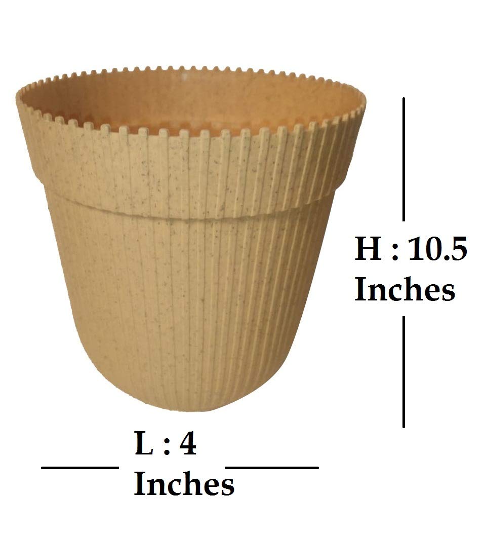 (Set of 2 self Rimmed Plastic pots in Light Beige