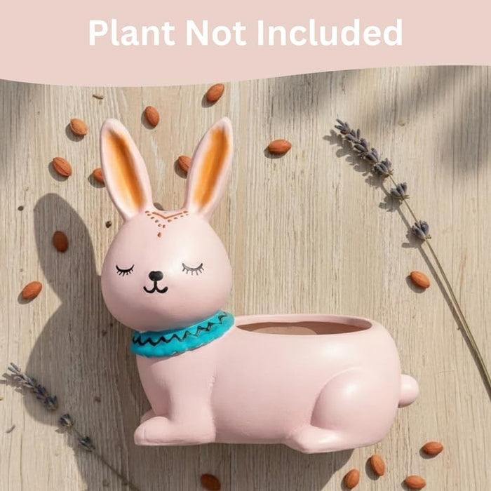 Wonderland 4.7 inch Hand-Painted Pink Bunny Ceramic Succulent Planter – Decorative Boho Rabbit Flower Pot for Indoor Plants, Home Office, and Nursery Decor4.7x2.3x4.7 inch(Plant Not iNcluded)