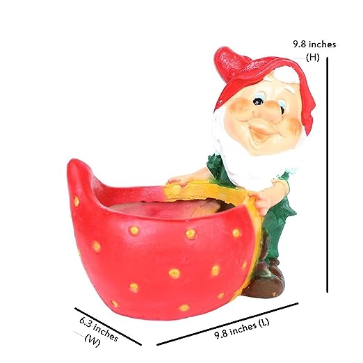 Dwarf/Gnome Strawberry Pot Planter for Garden Decoration (Red Cap)