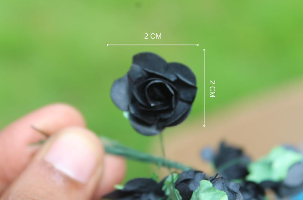 Artificial Flower with Flexible Wire Stem | Lightweight Foam Flower Decoration | 144 Pc (Black) | Perfect for Cake Toppers, Crafts, Bouquets & DIY Décor