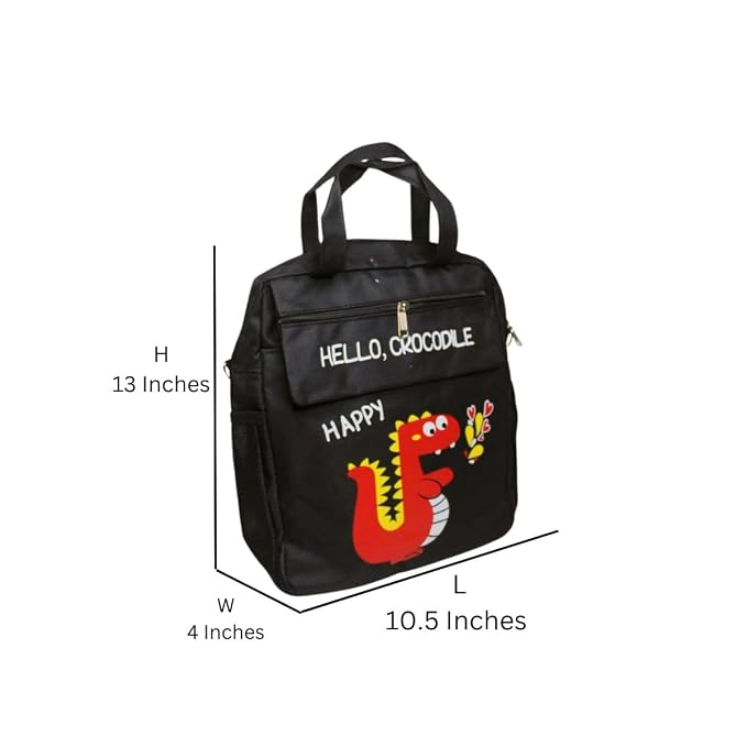 Wonderland Schoolbag for kids for primary school (Black)(Gragon Print)