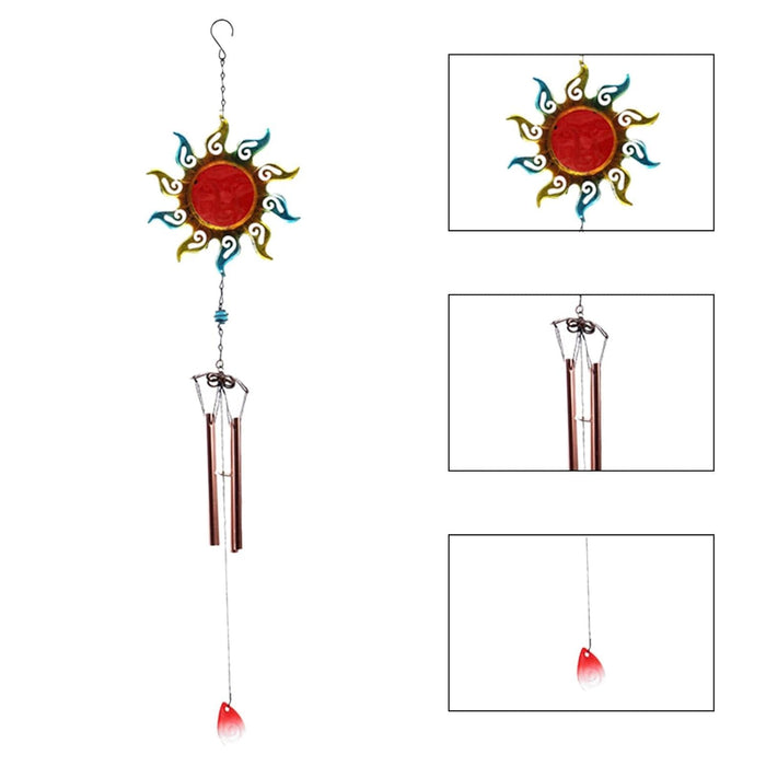 Wonderland Metal Sun Wind Chime with Copper-Toned Tubes - Indoor/Outdoor Décor|Colourful Wall Hanging Decor