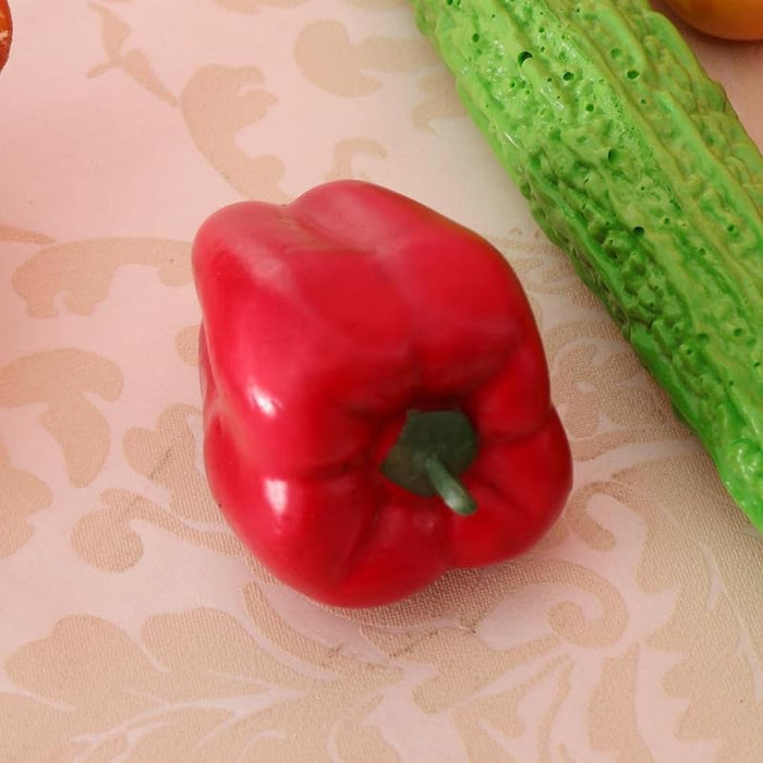 6-Piece Artificial Red Bell Peppers/ Capscium- Realistic Lifelike Fake Vegetable Props for Home Kitchen Decor, Photography, and Display