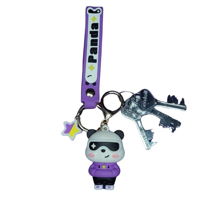 Wonderland Pull the Panda [Purple]Kechains, Cartoon Style Keychain & Bag Charms Fun & Functional Accessories for Bags and Keys