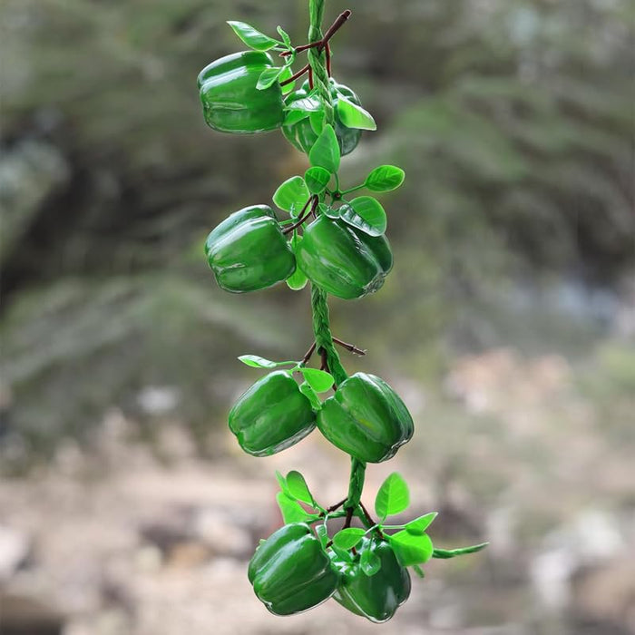 Pack of 2 Artificial Bell Pepper/Capsicum Hanging Strings – Realistic Red & Green Faux Vegetable Garlands for Kitchen, Farmhouse, and Restaurant Décor