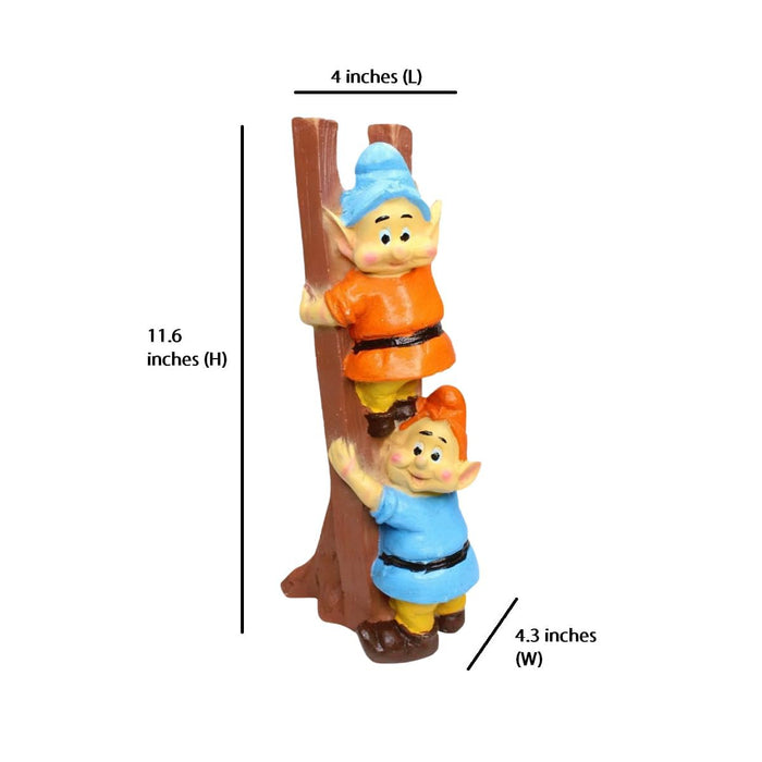 Resin Funny 2 Gnomes on Ladder Santa Idol, Standard