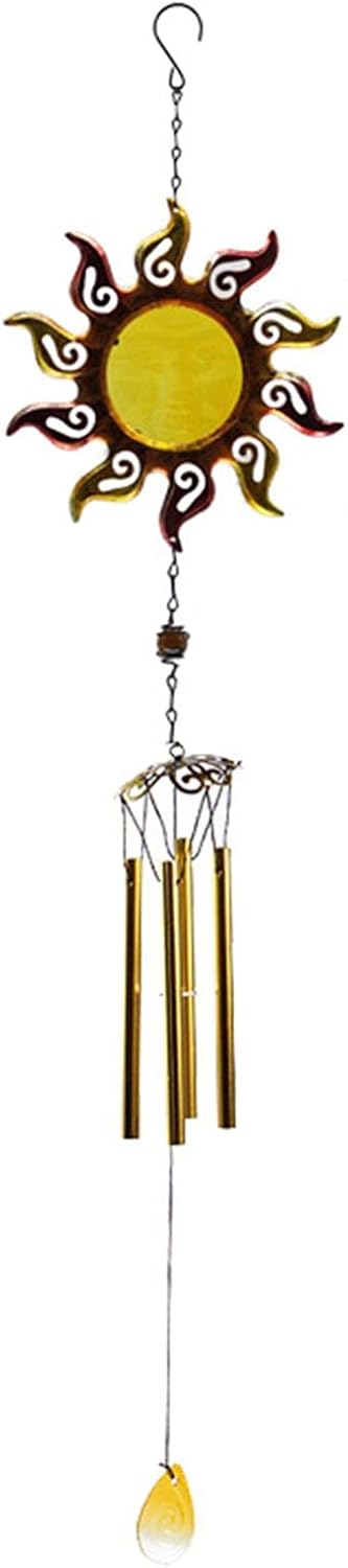 Wonderland Gorgeous Yellow Sun Design Metal Wind Chime for Balcony & Garden| Colourful Wall Hanging Décor