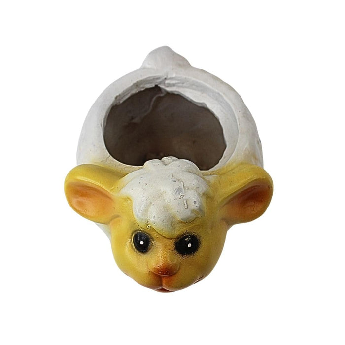 Cute Yellow Fluffy Sheep Resin Planter Pot