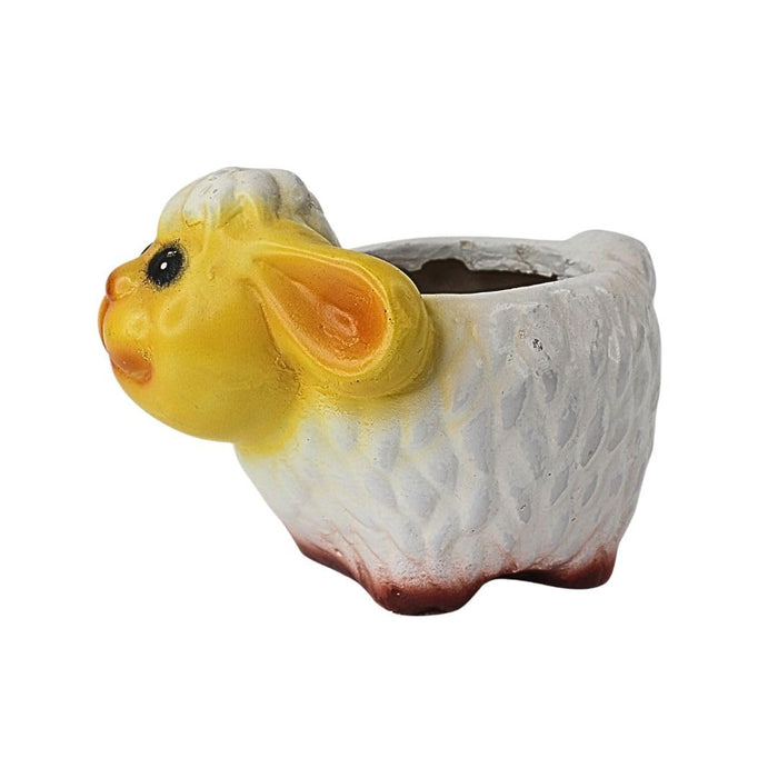 Cute Yellow Fluffy Sheep Resin Planter Pot