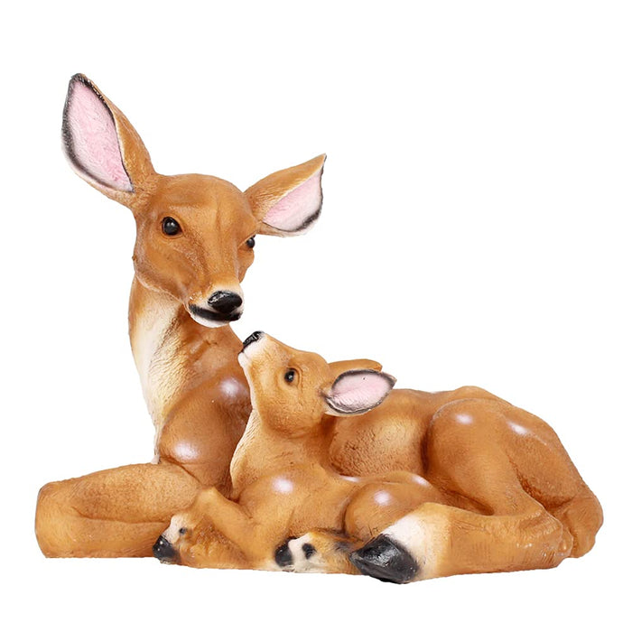 Mother Deer and Fawn Resting Figurine – Garden & Home Decor Statue