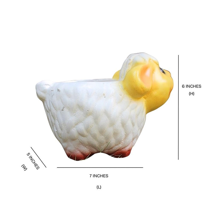 Cute Yellow Fluffy Sheep Resin Planter Pot