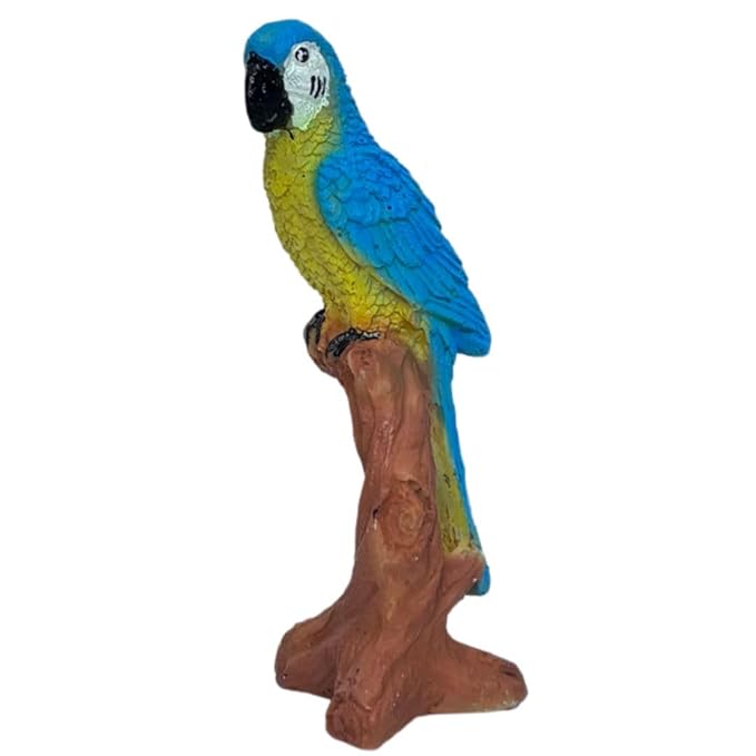 Wonderland Realistic Macaw on Branch Statue - Colorful Resin Bird Ornament